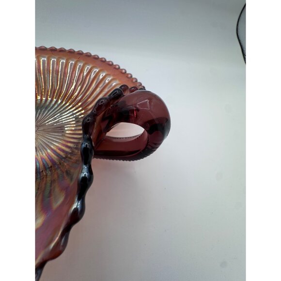 Northwood Carnival Glass Bonbon Dish – Marigold on Amethyst – Marked N – 1900s - Picture 5 of 11